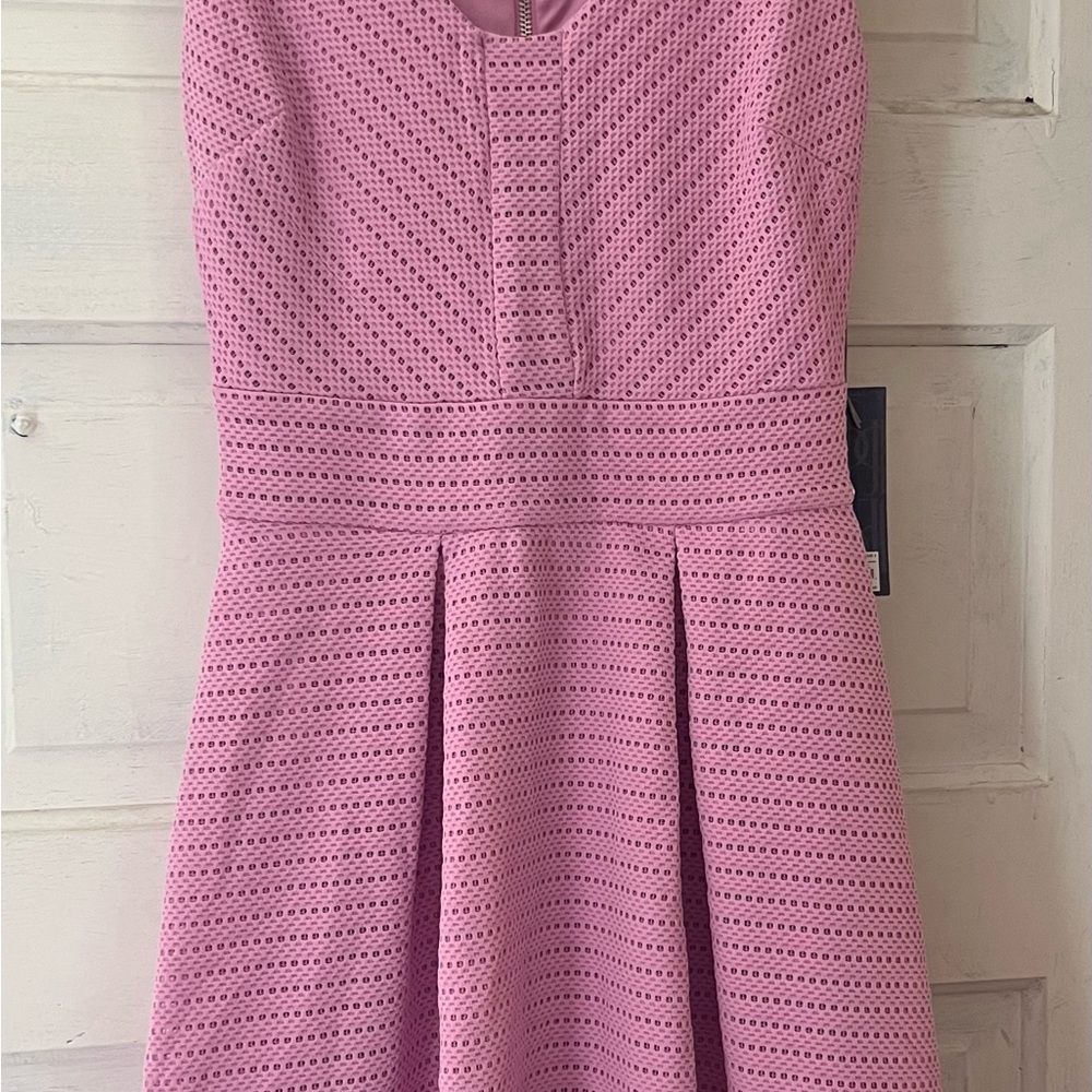 Jennifer Lopez Pink Eyelet Fit & Flare Dress | Size 2 | NWT | Has Pockets!